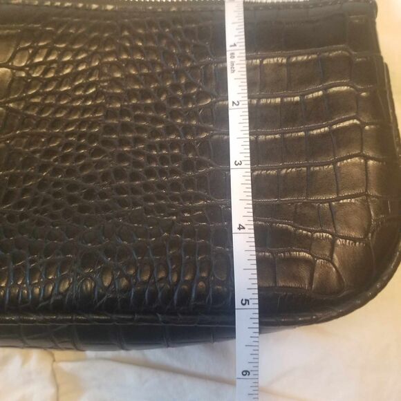 Black Croc- Effect Baguette Mini Clutch 90s Y2k Purse - Picture 6 of 9